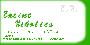 balint nikolics business card